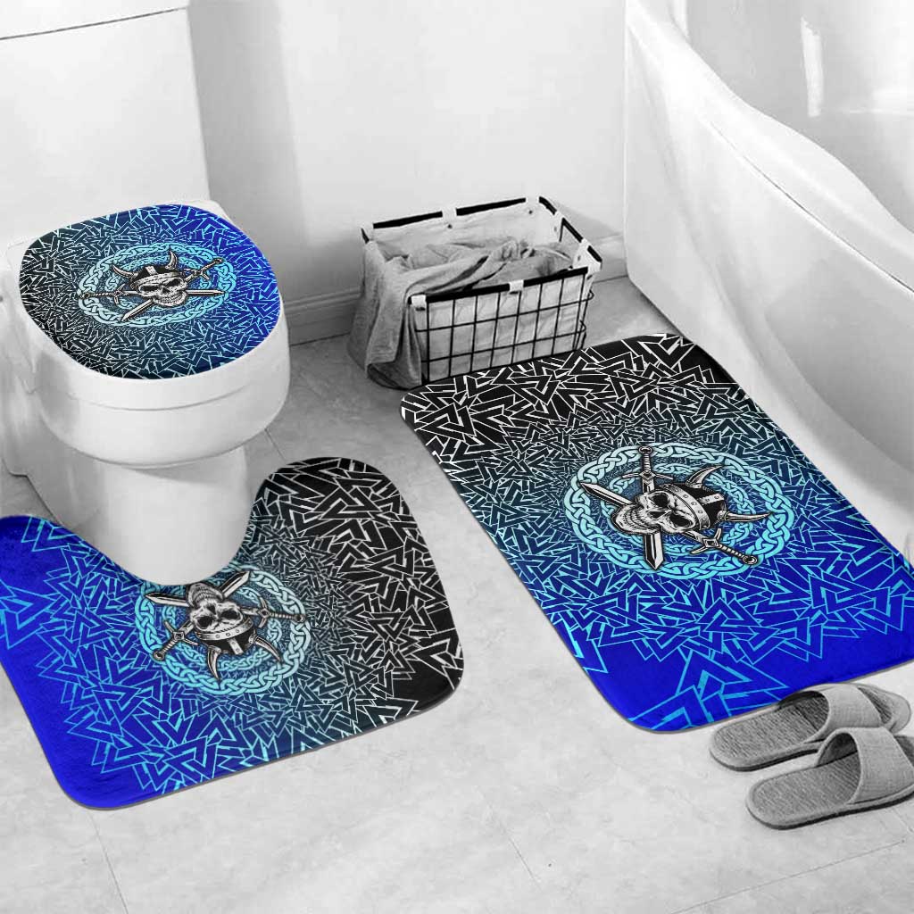Viking Skull Bathroom Set with Horned Helmet and Swords Nordic Warrior Tribute - Wonder Print Shop