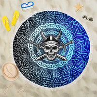 Viking Skull Beach Blanket with Horned Helmet and Swords Nordic Warrior Tribute - Wonder Print Shop