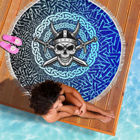 Viking Skull Beach Blanket with Horned Helmet and Swords Nordic Warrior Tribute - Wonder Print Shop
