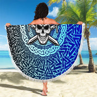 Viking Skull Beach Blanket with Horned Helmet and Swords Nordic Warrior Tribute - Wonder Print Shop