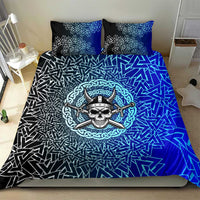 Viking Skull Bedding Set with Horned Helmet and Swords Nordic Warrior Tribute - Wonder Print Shop