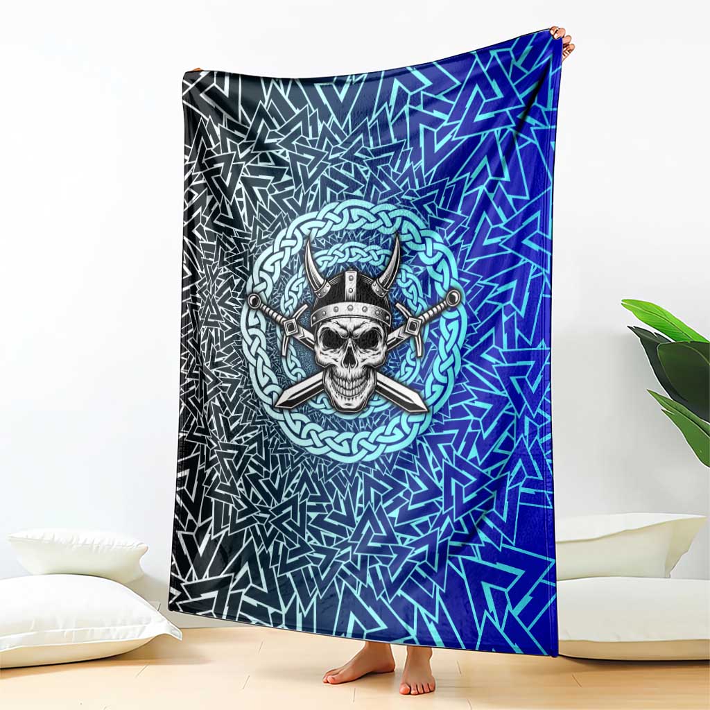 Viking Skull Blanket with Horned Helmet and Swords Nordic Warrior Tribute - Wonder Print Shop