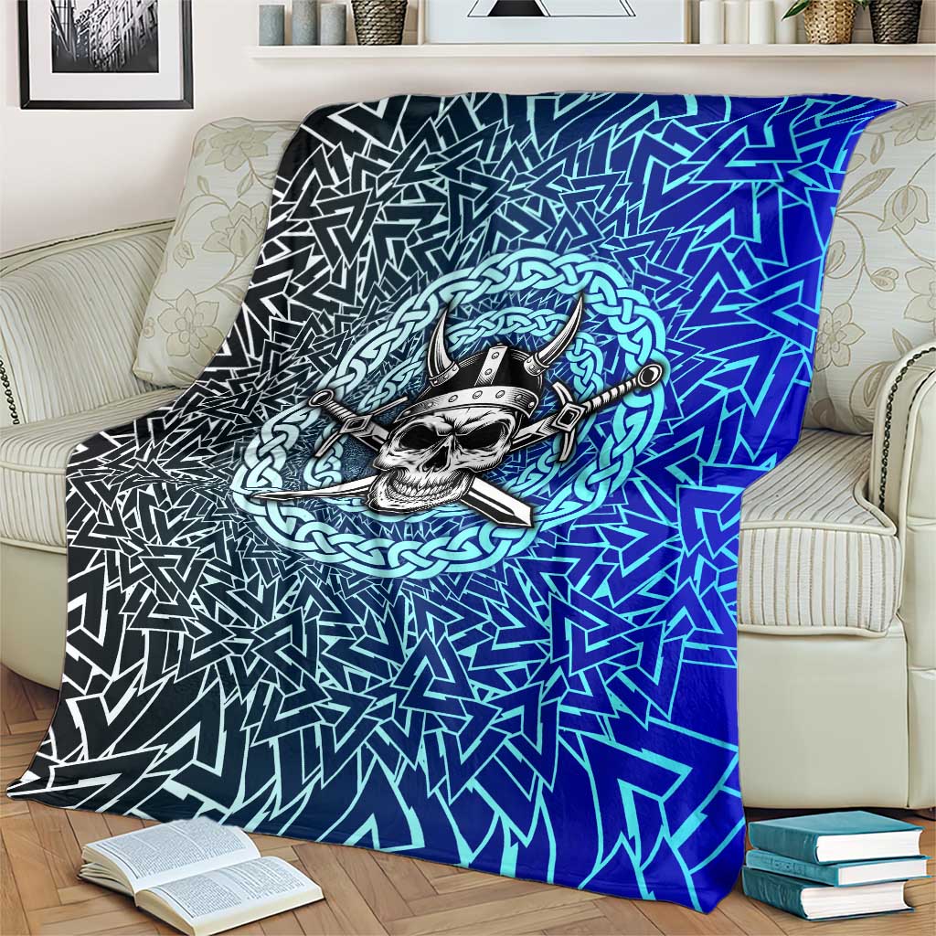 Viking Skull Blanket with Horned Helmet and Swords Nordic Warrior Tribute - Wonder Print Shop