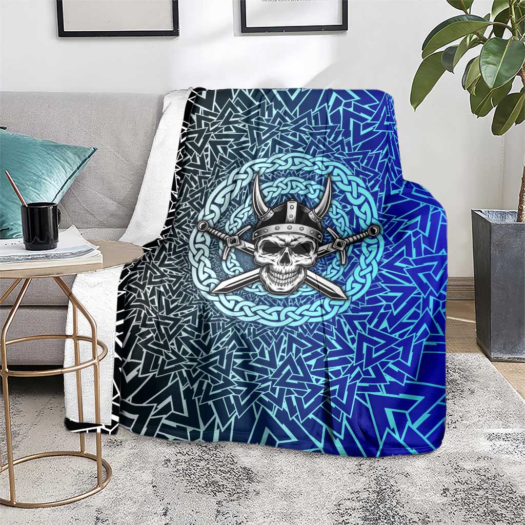 Viking Skull Blanket with Horned Helmet and Swords Nordic Warrior Tribute - Wonder Print Shop
