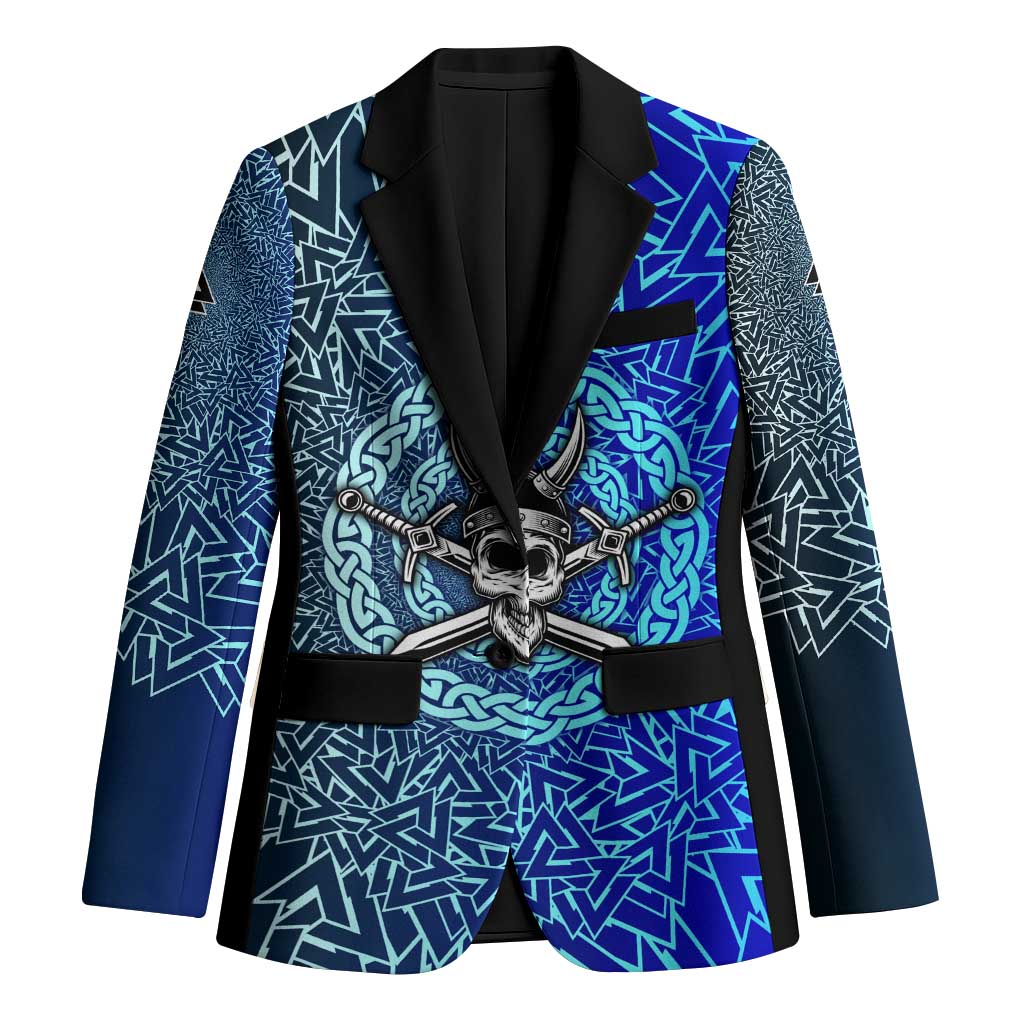 Viking Skull Blazer with Horned Helmet and Swords Nordic Warrior Tribute - Wonder Print Shop