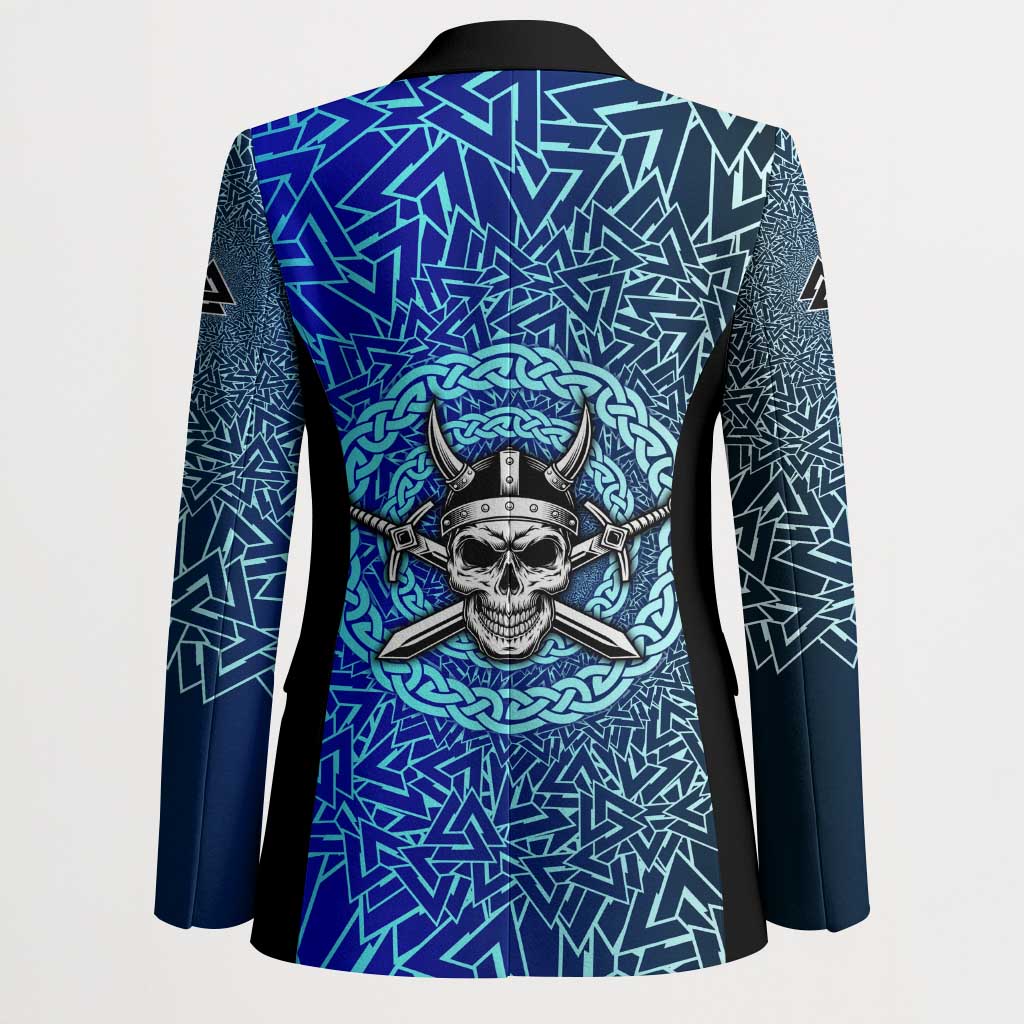 Viking Skull Blazer with Horned Helmet and Swords Nordic Warrior Tribute - Wonder Print Shop