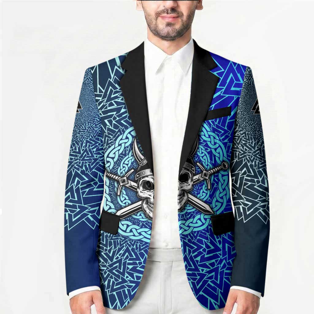 Viking Skull Blazer with Horned Helmet and Swords Nordic Warrior Tribute - Wonder Print Shop