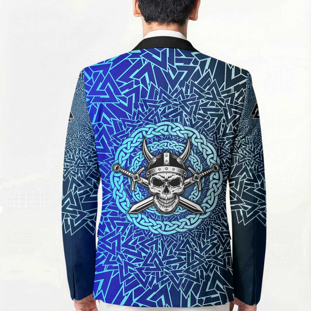 Viking Skull Blazer with Horned Helmet and Swords Nordic Warrior Tribute - Wonder Print Shop