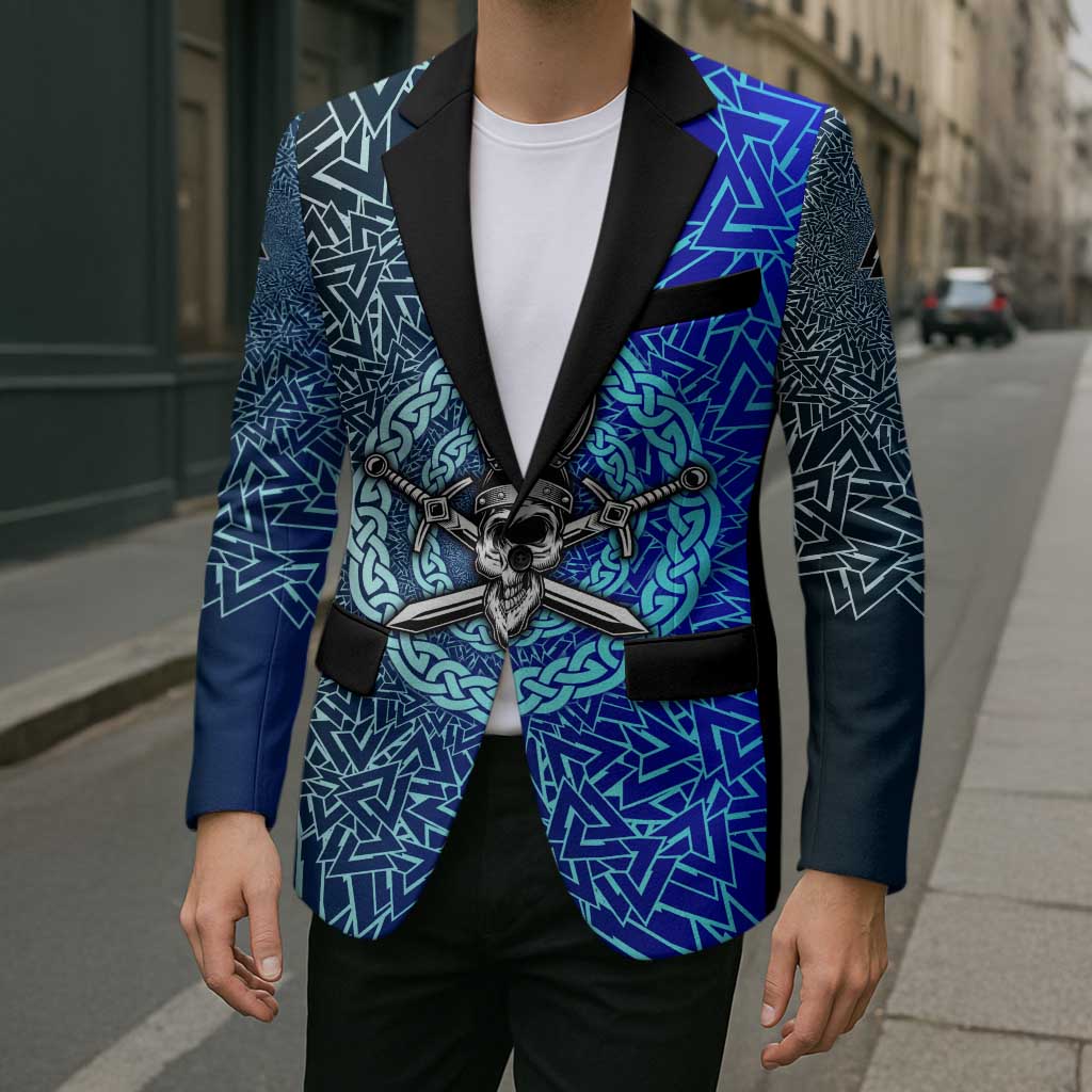 Viking Skull Blazer with Horned Helmet and Swords Nordic Warrior Tribute - Wonder Print Shop