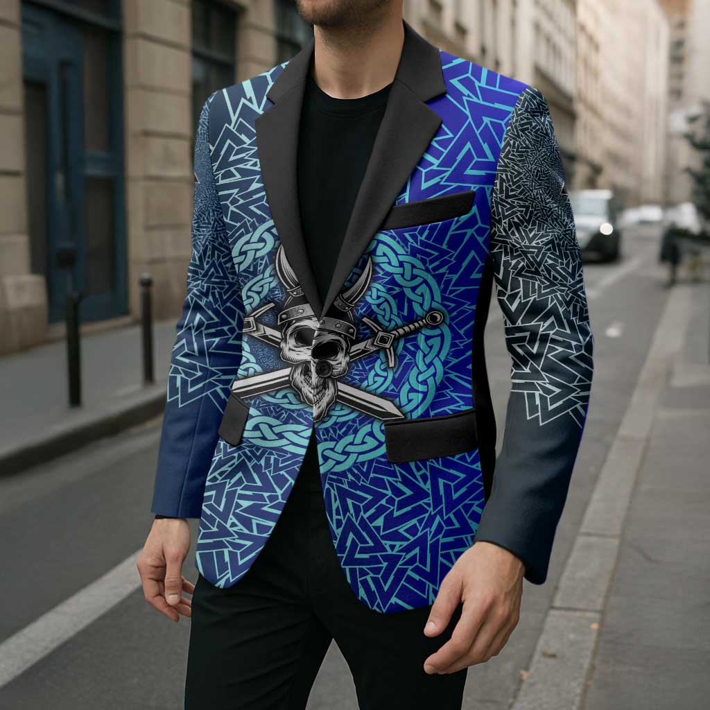 Viking Skull Blazer with Horned Helmet and Swords Nordic Warrior Tribute - Wonder Print Shop