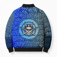 Viking Skull Bomber Puffer Jacket with Horned Helmet and Swords Nordic Warrior Tribute - Wonder Print Shop