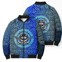 Viking Skull Bomber Puffer Jacket with Horned Helmet and Swords Nordic Warrior Tribute - Wonder Print Shop