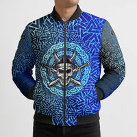 Viking Skull Bomber Puffer Jacket with Horned Helmet and Swords Nordic Warrior Tribute - Wonder Print Shop