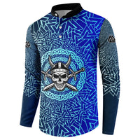 Viking Skull Button Sweatshirt with Horned Helmet and Swords Nordic Warrior Tribute - Wonder Print Shop