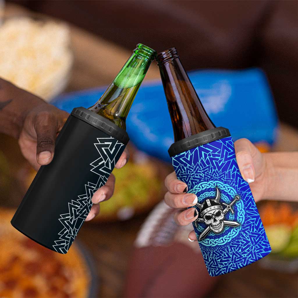 Viking Skull 4 in 1 Can Cooler Tumbler with Horned Helmet and Swords Nordic Warrior Tribute - Wonder Print Shop