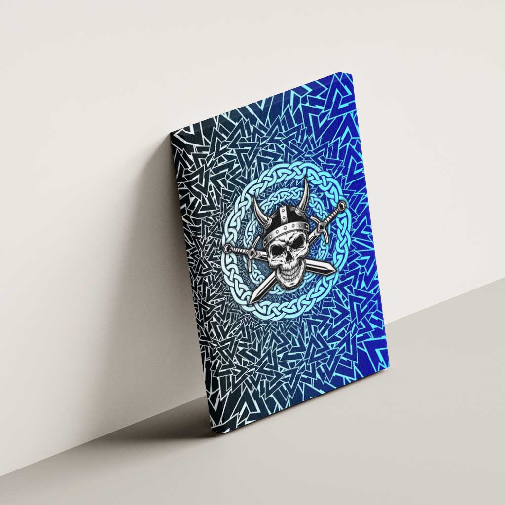 Viking Skull Canvas Wall Art with Horned Helmet and Swords Nordic Warrior Tribute - Wonder Print Shop