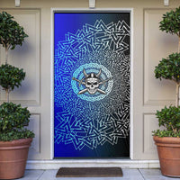 Viking Skull Door Cover with Horned Helmet and Swords Nordic Warrior Tribute - Wonder Print Shop