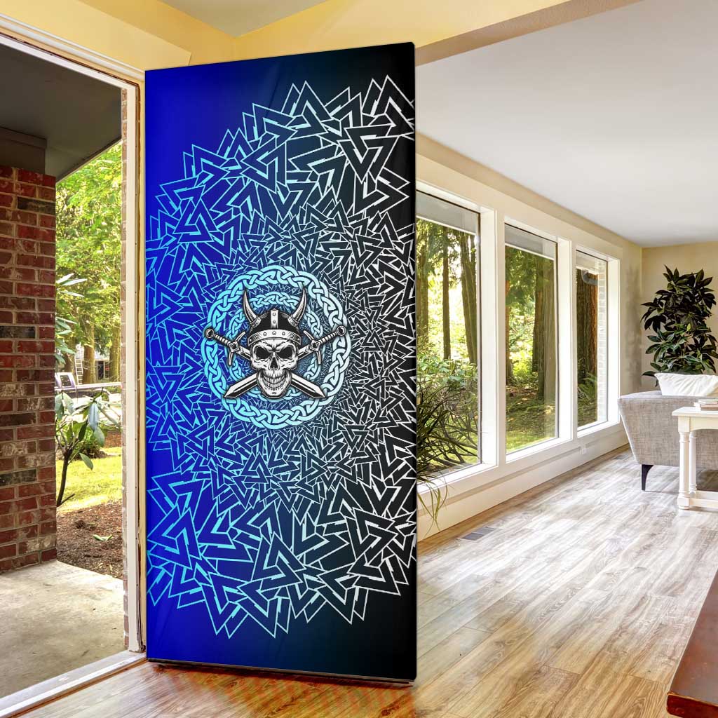 Viking Skull Door Cover with Horned Helmet and Swords Nordic Warrior Tribute - Wonder Print Shop