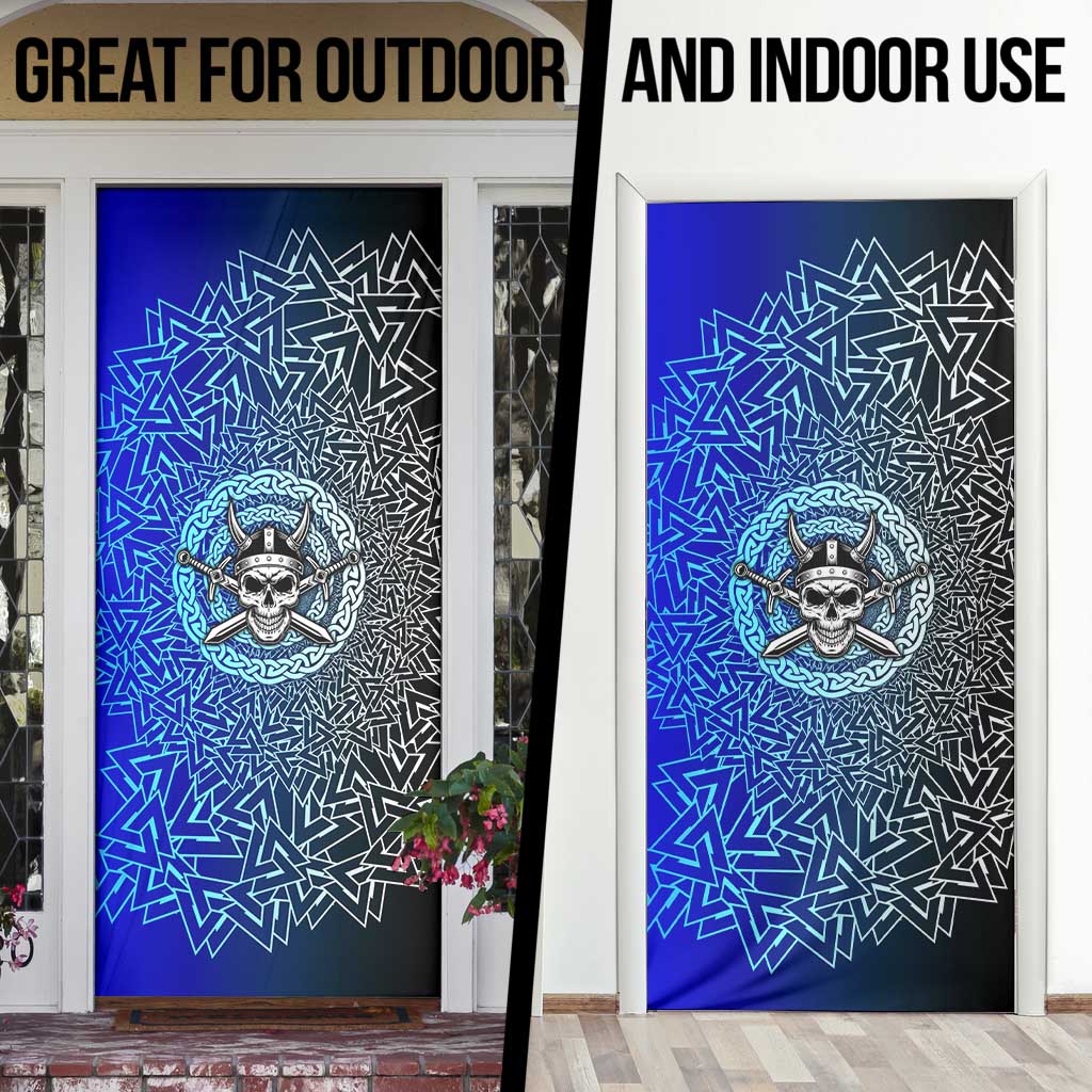 Viking Skull Door Cover with Horned Helmet and Swords Nordic Warrior Tribute - Wonder Print Shop