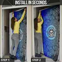 Viking Skull Door Cover with Horned Helmet and Swords Nordic Warrior Tribute - Wonder Print Shop