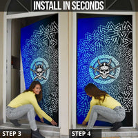 Viking Skull Door Cover with Horned Helmet and Swords Nordic Warrior Tribute - Wonder Print Shop