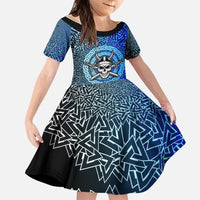 Viking Skull Family Matching Puletasi and Hawaiian Shirt with Horned Helmet and Swords Nordic Warrior Tribute - Wonder Print Shop