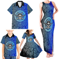 Viking Skull Family Matching Tank Maxi Dress and Hawaiian Shirt with Horned Helmet and Swords Nordic Warrior Tribute - Wonder Print Shop