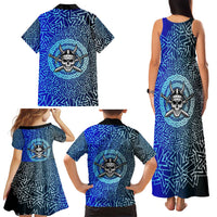 Viking Skull Family Matching Tank Maxi Dress and Hawaiian Shirt with Horned Helmet and Swords Nordic Warrior Tribute - Wonder Print Shop