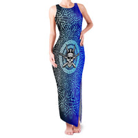 Viking Skull Family Matching Tank Maxi Dress and Hawaiian Shirt with Horned Helmet and Swords Nordic Warrior Tribute - Wonder Print Shop