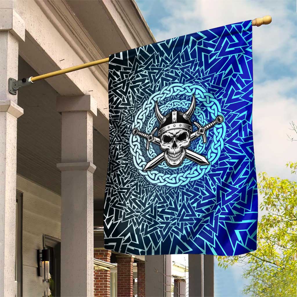 Viking Skull Garden Flag with Horned Helmet and Swords Nordic Warrior Tribute - Wonder Print Shop