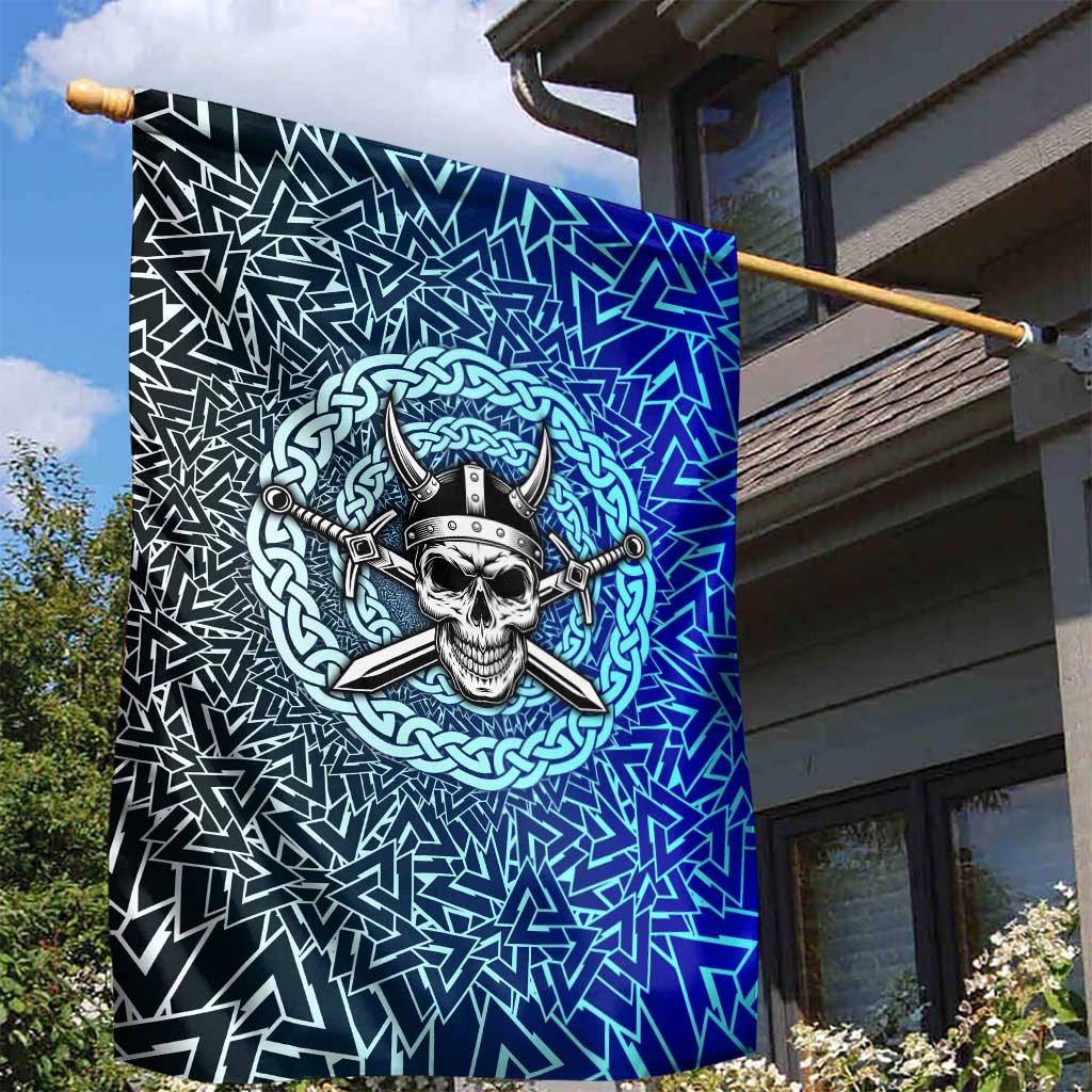Viking Skull Garden Flag with Horned Helmet and Swords Nordic Warrior Tribute - Wonder Print Shop