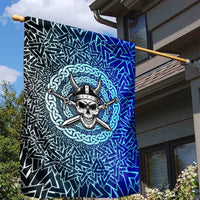 Viking Skull Garden Flag with Horned Helmet and Swords Nordic Warrior Tribute - Wonder Print Shop