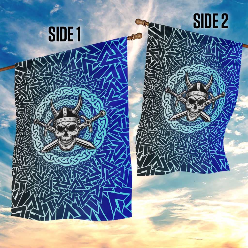 Viking Skull Garden Flag with Horned Helmet and Swords Nordic Warrior Tribute - Wonder Print Shop