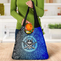 Viking Skull Grocery Bag with Horned Helmet and Swords Nordic Warrior Tribute - Wonder Print Shop