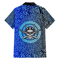 Viking Skull Hawaiian Shirt with Horned Helmet and Swords Nordic Warrior Tribute - Wonder Print Shop