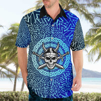 Viking Skull Hawaiian Shirt with Horned Helmet and Swords Nordic Warrior Tribute - Wonder Print Shop
