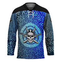 Viking Skull Hockey Jersey with Horned Helmet and Swords Nordic Warrior Tribute - Wonder Print Shop