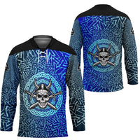 Viking Skull Hockey Jersey with Horned Helmet and Swords Nordic Warrior Tribute - Wonder Print Shop