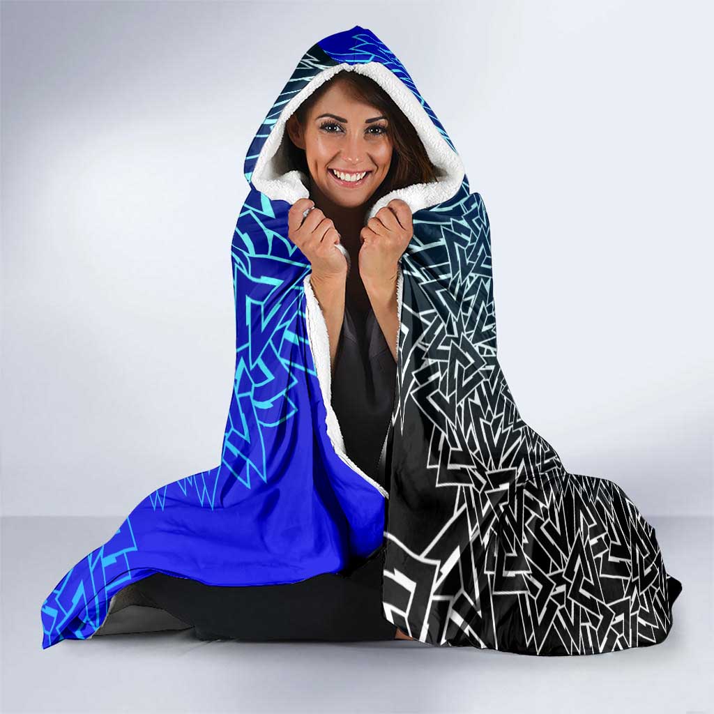 Viking Skull Hooded Blanket with Horned Helmet and Swords Nordic Warrior Tribute - Wonder Print Shop