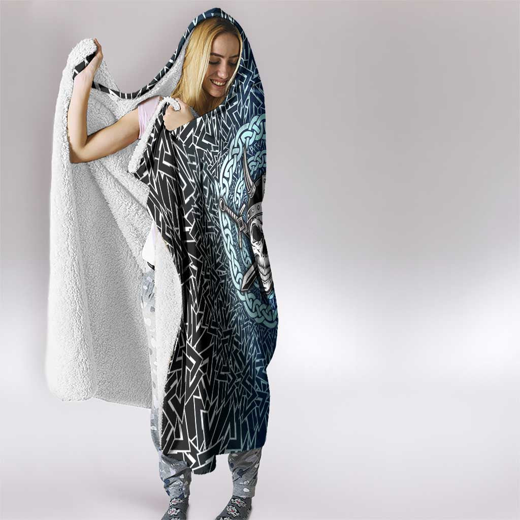 Viking Skull Hooded Blanket with Horned Helmet and Swords Nordic Warrior Tribute - Wonder Print Shop