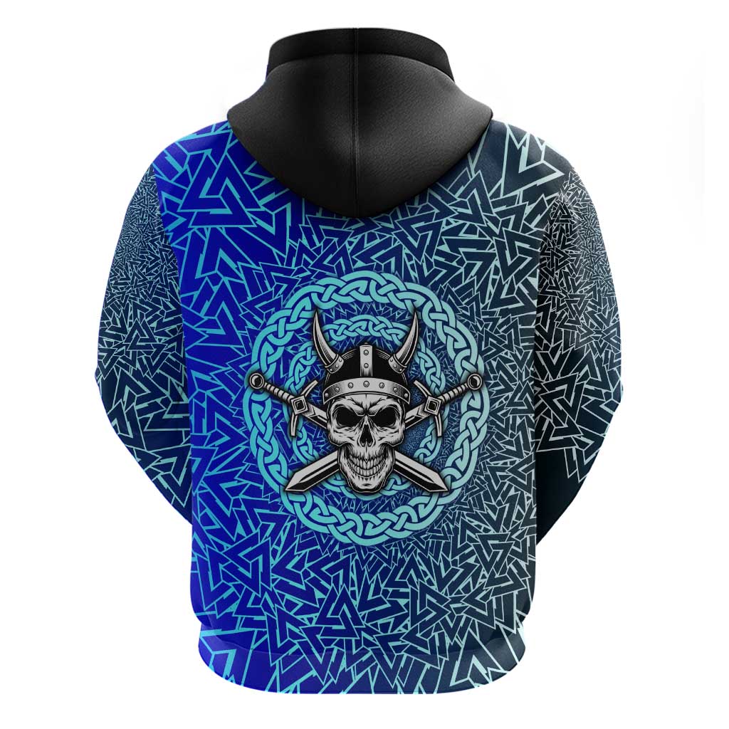 Viking Skull Hoodie with Horned Helmet and Swords Nordic Warrior Tribute - Wonder Print Shop