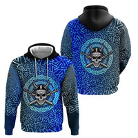 Viking Skull Hoodie with Horned Helmet and Swords Nordic Warrior Tribute - Wonder Print Shop