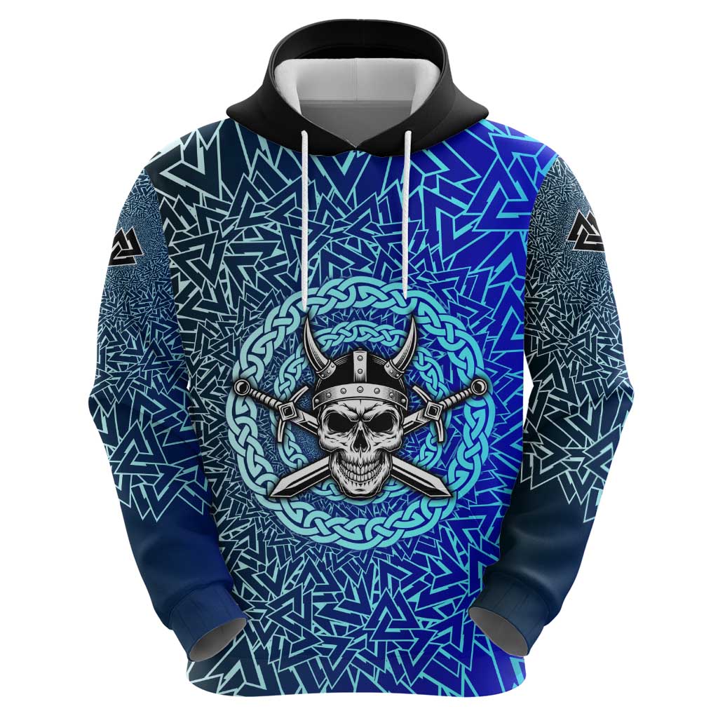 Viking Skull Hoodie with Horned Helmet and Swords Nordic Warrior Tribute - Wonder Print Shop