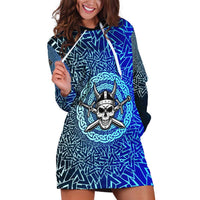 Viking Skull Hoodie Dress with Horned Helmet and Swords Nordic Warrior Tribute - Wonder Print Shop