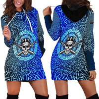 Viking Skull Hoodie Dress with Horned Helmet and Swords Nordic Warrior Tribute - Wonder Print Shop