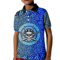 Viking Skull Kid Polo Shirt with Horned Helmet and Swords Nordic Warrior Tribute - Wonder Print Shop