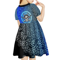 Viking Skull Kid Short Sleeve Dress with Horned Helmet and Swords Nordic Warrior Tribute - Wonder Print Shop