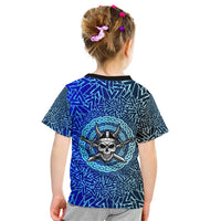 Viking Skull Kid T Shirt with Horned Helmet and Swords Nordic Warrior Tribute - Wonder Print Shop