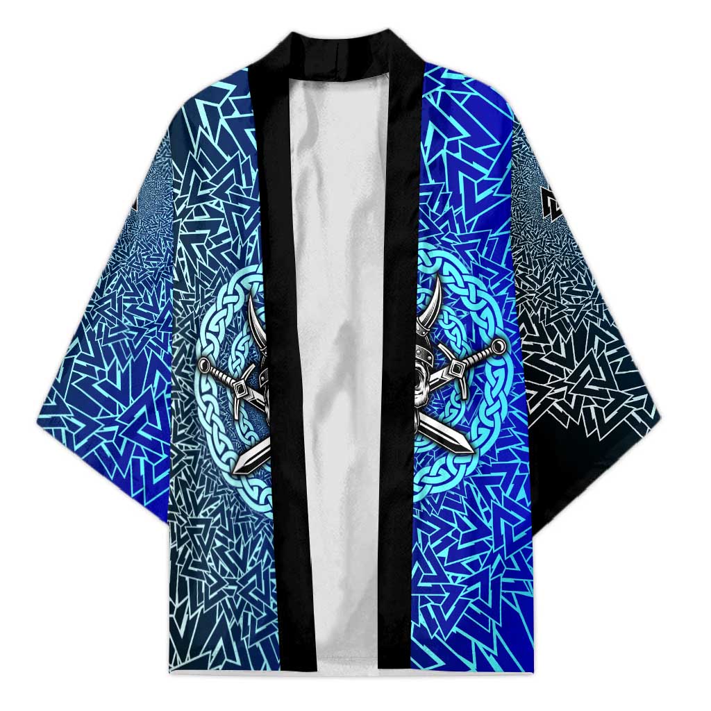 Viking Skull Kimono with Horned Helmet and Swords Nordic Warrior Tribute - Wonder Print Shop
