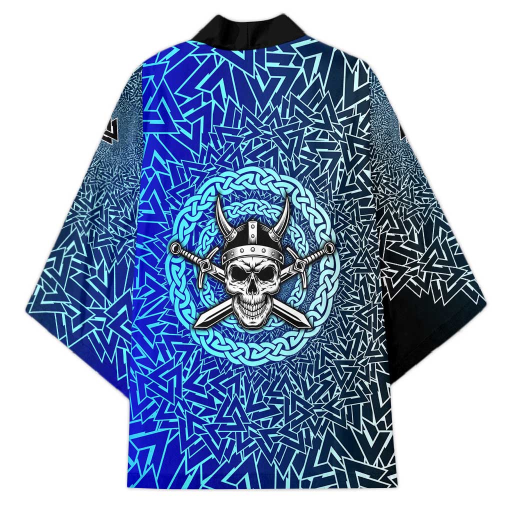 Viking Skull Kimono with Horned Helmet and Swords Nordic Warrior Tribute - Wonder Print Shop